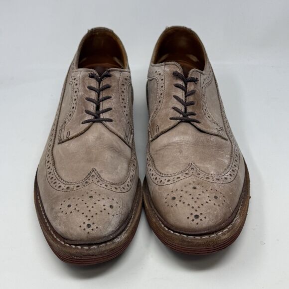 Allen Edmonds Shannon Drive Derby Shoes Mens 11 Tan Beige Leather Brogue Wingtip - Picture 5 of 16